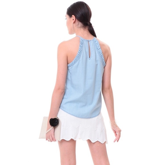 •HP! Blue sleeveless Ruffle Detail Blouse• - Picture 6 of 8