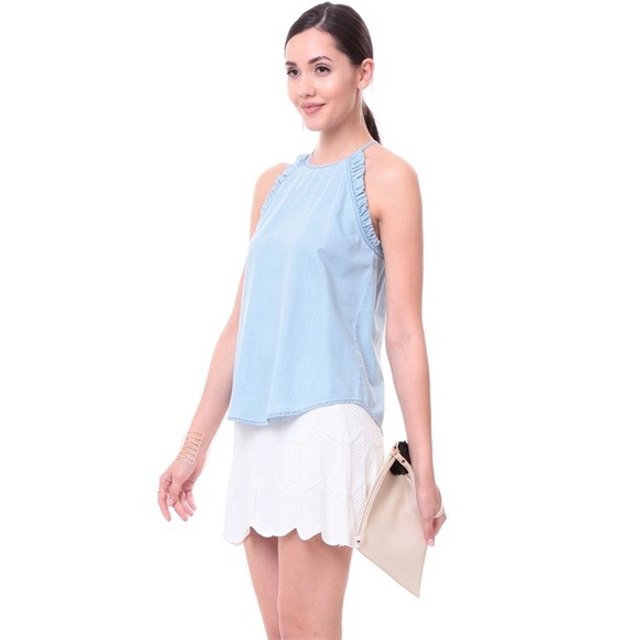 •HP! Blue sleeveless Ruffle Detail Blouse• - Picture 5 of 8