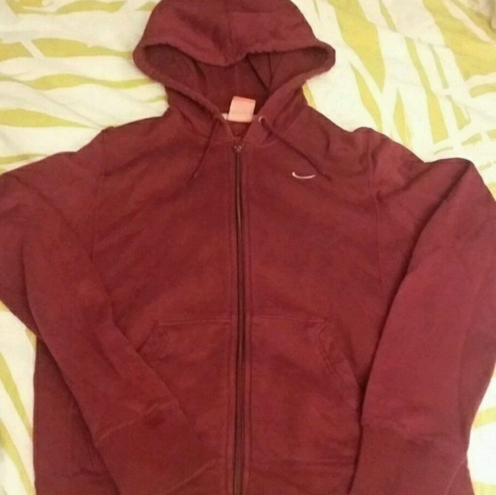 Red nike zip up hoodie