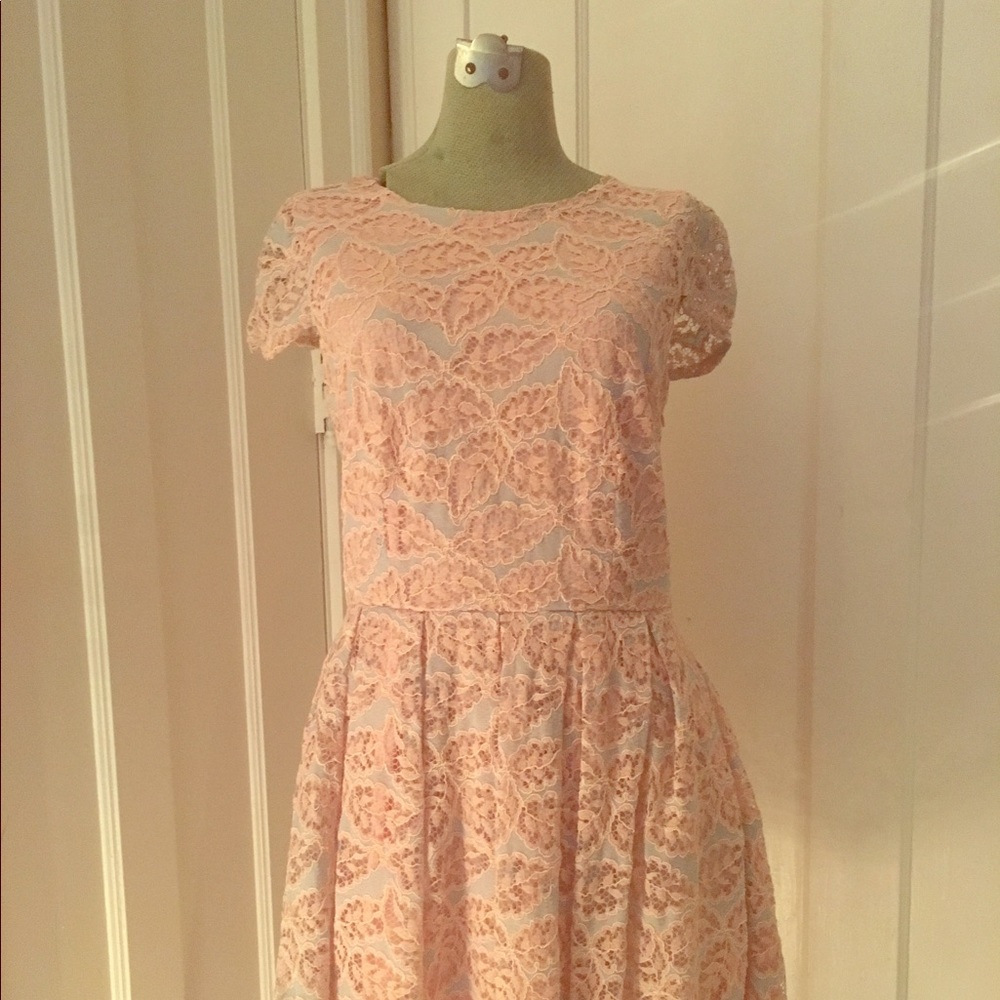 Pink and Blue Open-Back Lace Babydoll