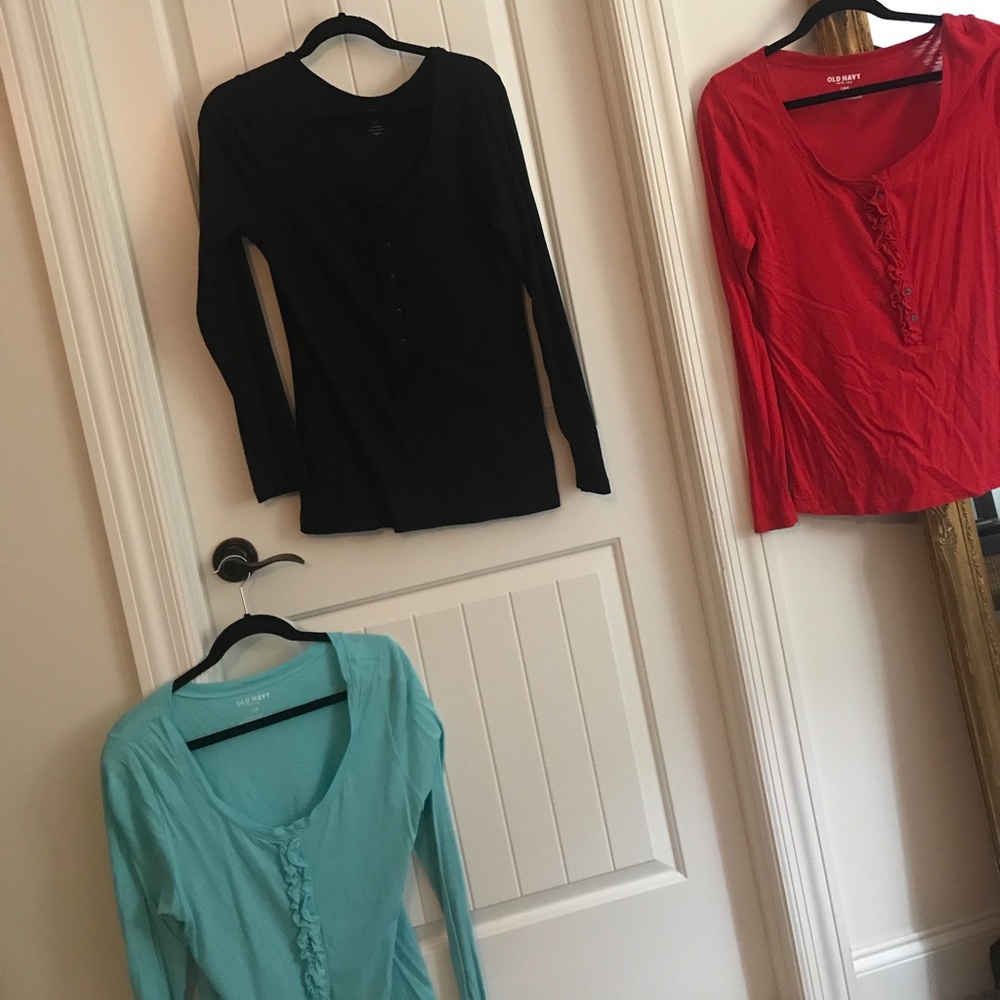 3 Old Navy tops! Black, Red, Aqua