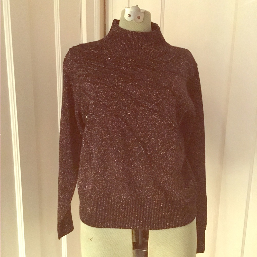 Vintage 80's Metallic Mock-Neck Rainbow Sweater