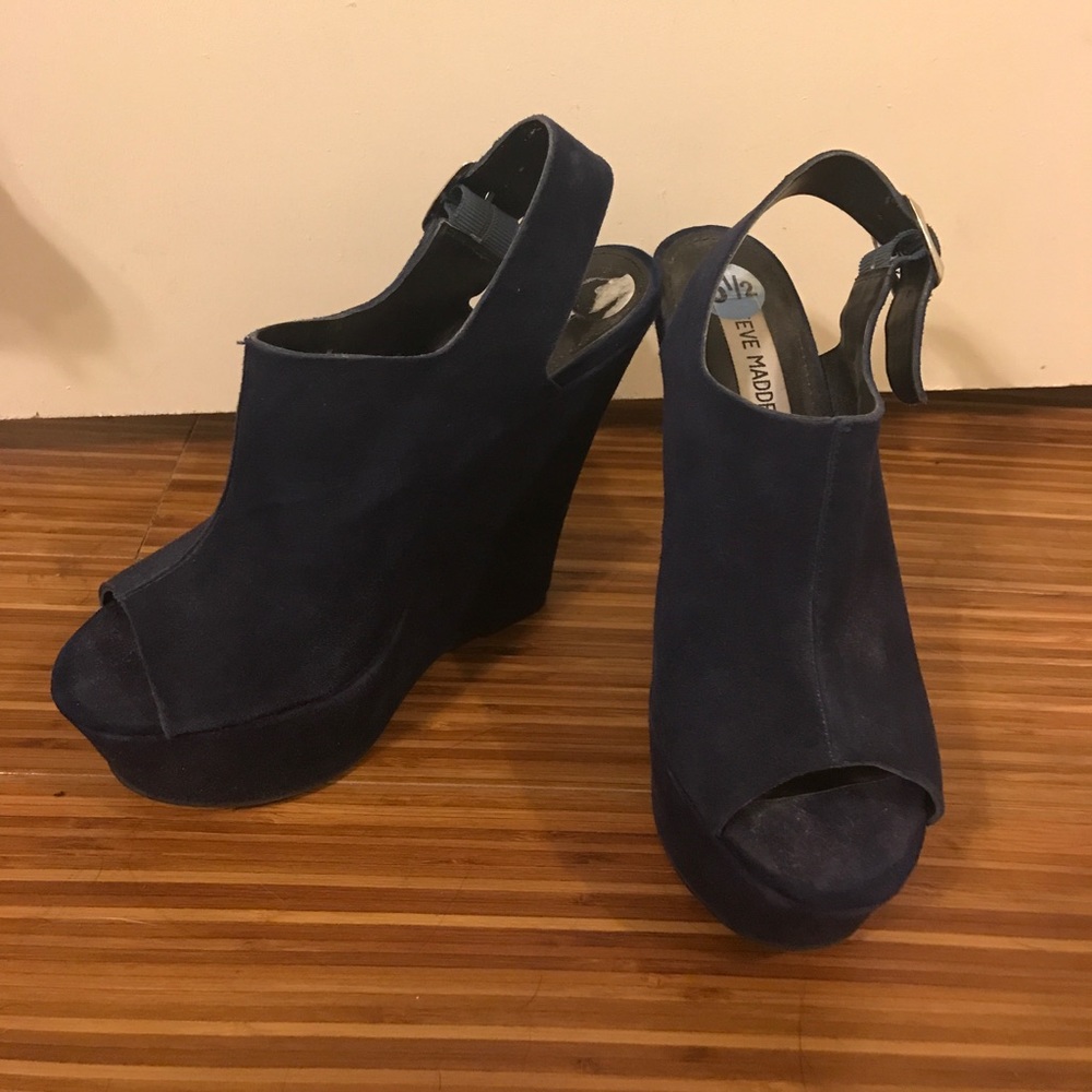 Steve Madden navy suede wedges