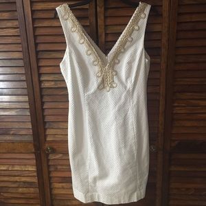 Lilly Pulitzer size 10 dress white with gold trim