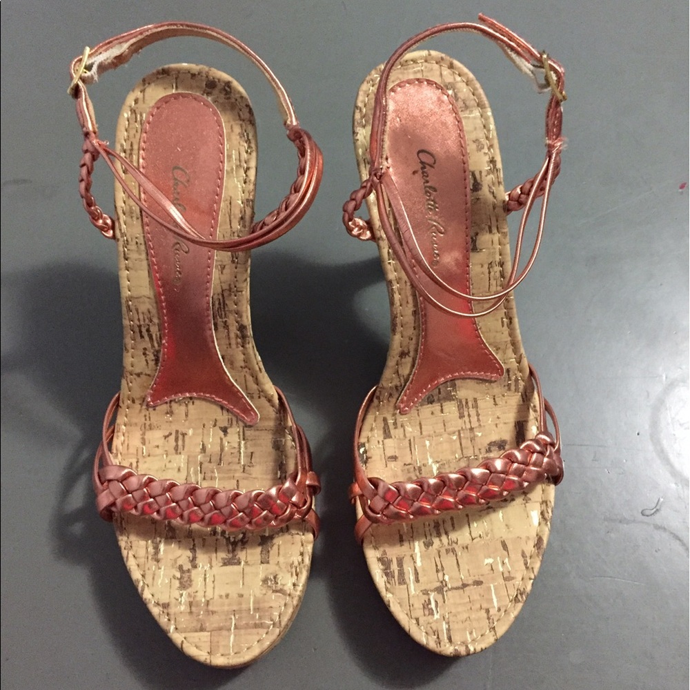 Charlotte Russe cork rose gold color heels