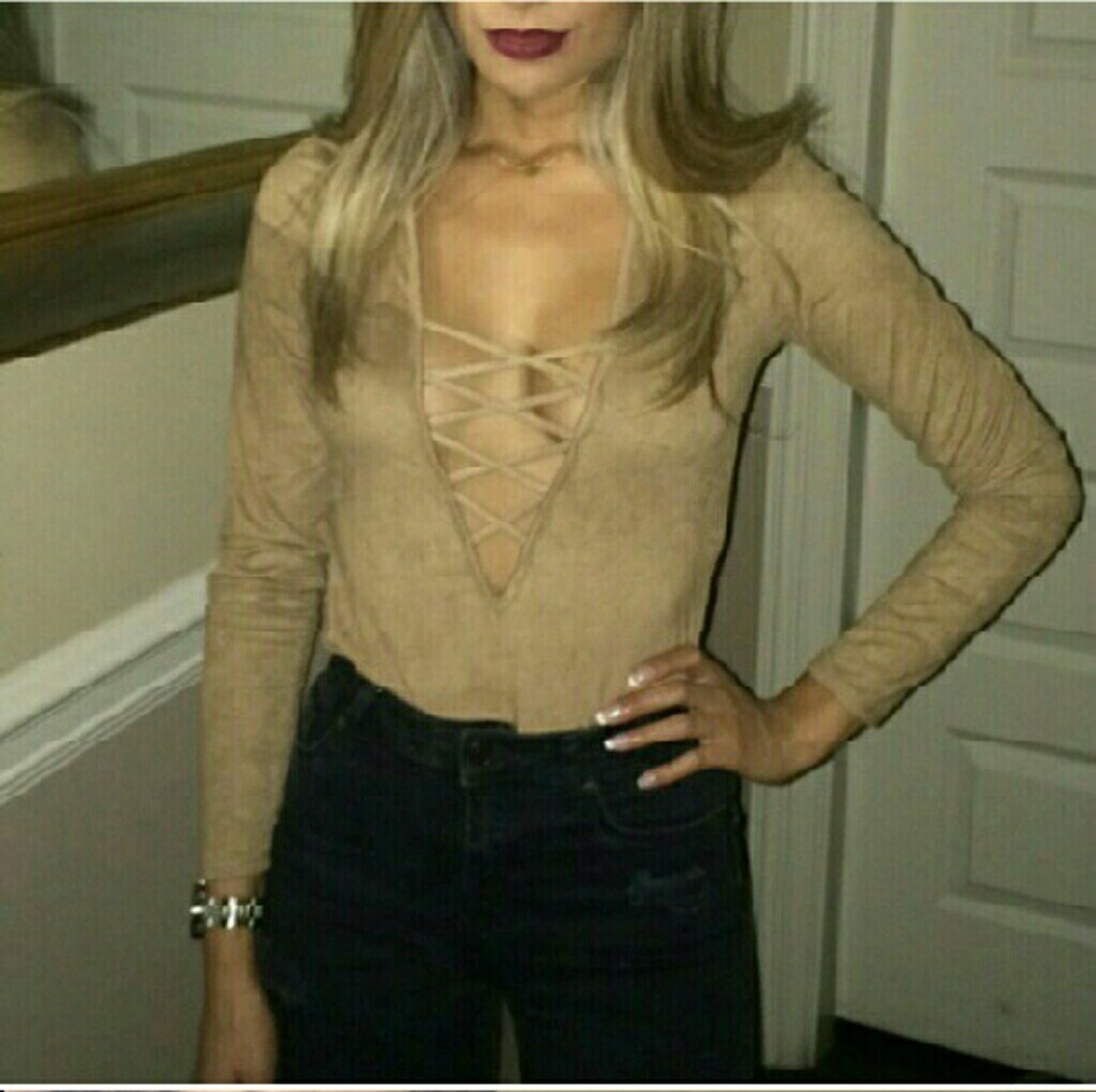 Suede plunge top.