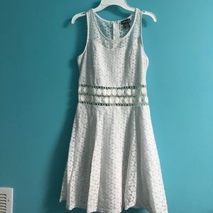 White lace dress, see through on stomach and  back