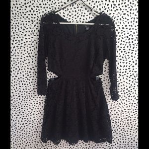 Black Lace Fit and Flare Party Dress