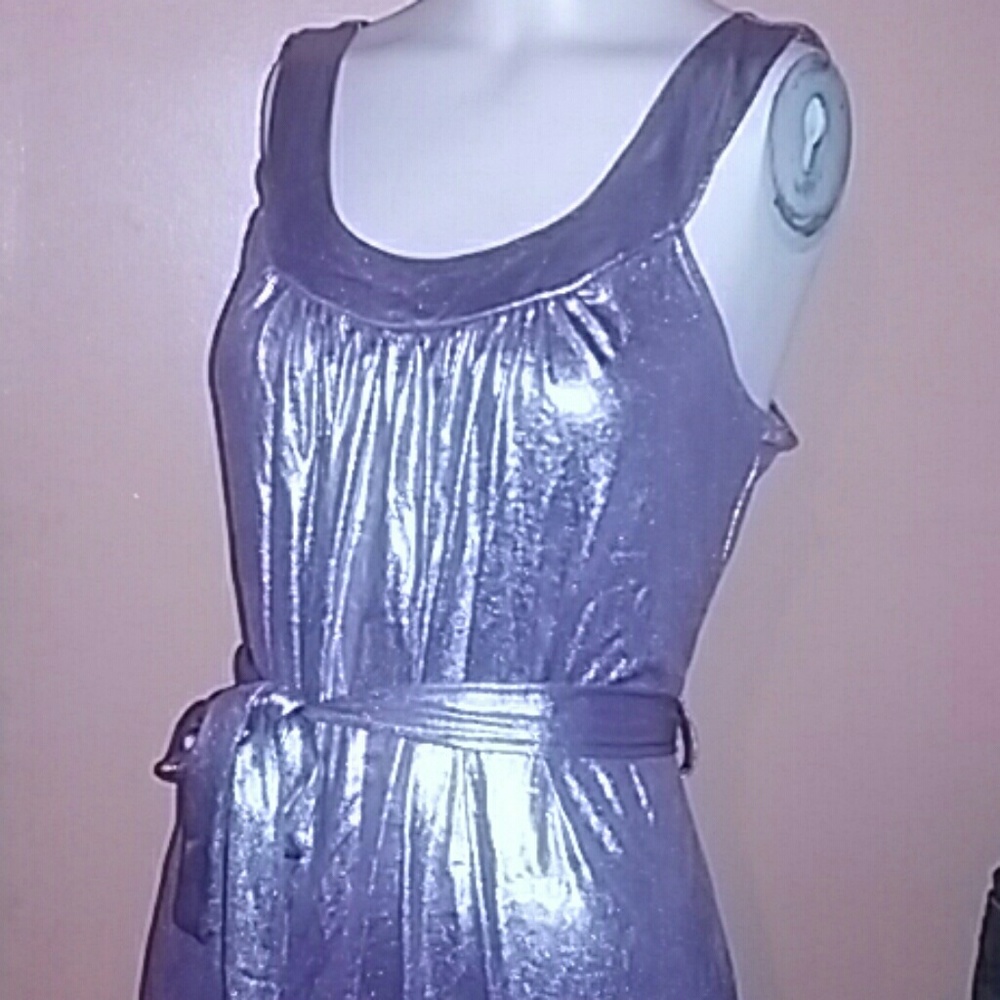 Metallic purple belted shimmer tank . Party,