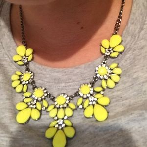 Yellow RHINESTONED statement necklace