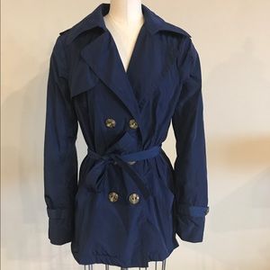 Navy Blue Trina Turk Raincoat Jacket Size Small