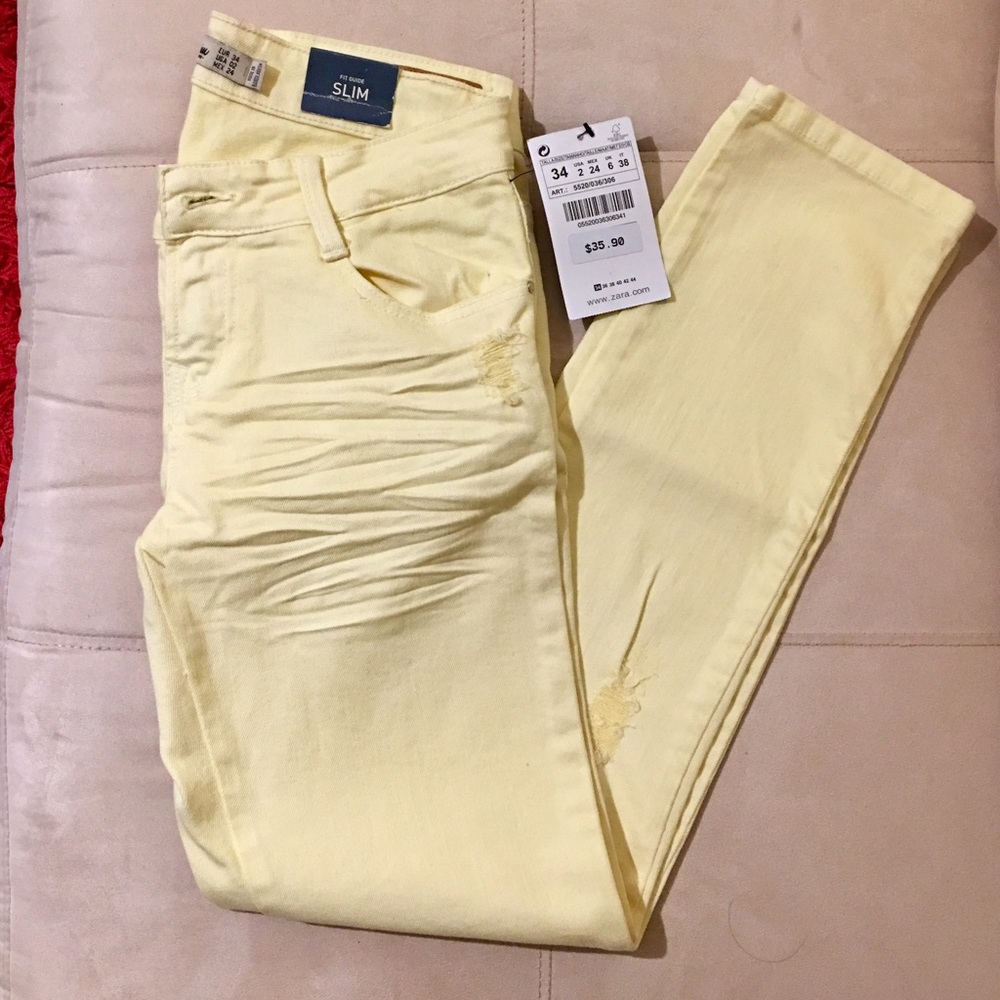 Zara slim fit ankle destroyed jeans sz 2