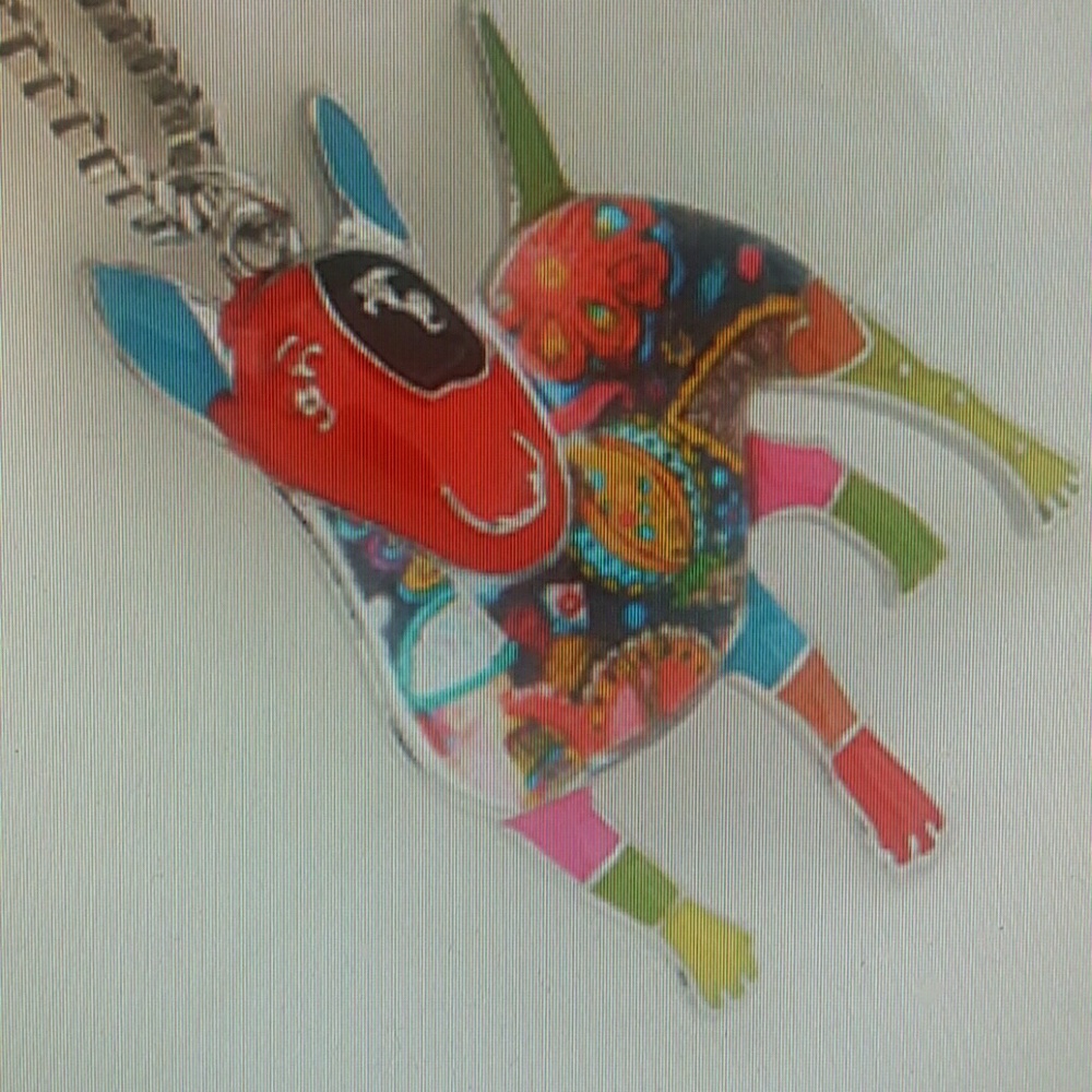 Silver  fashion color chain and spike dog pendant