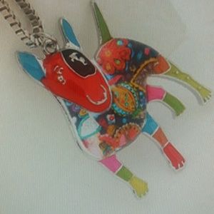 Silver  fashion color chain and spike dog pendant