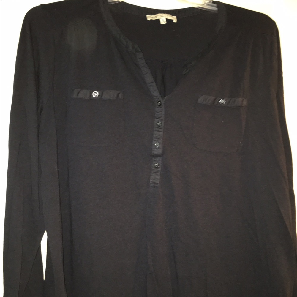 Jones NY rolled long sleeve navy blue shirt