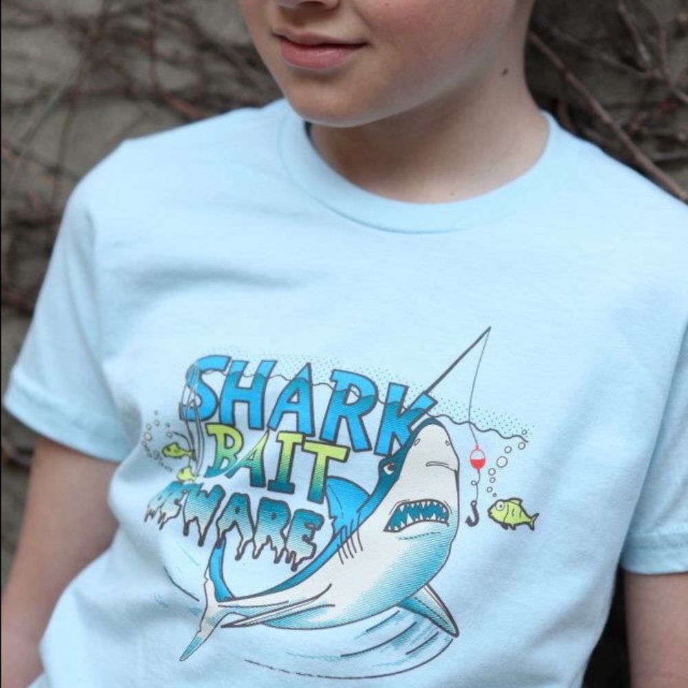 Light Blue tee shirt with shark graphic 🦈