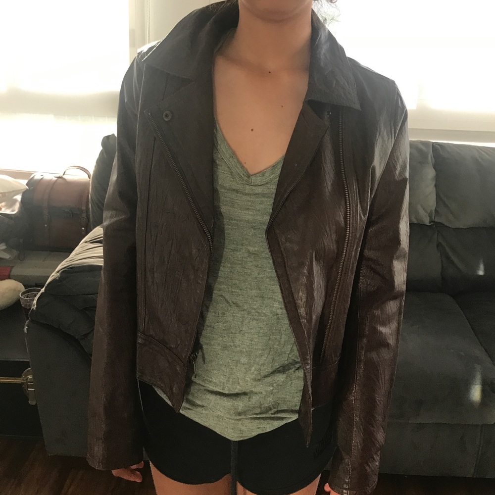 Brown faux leather jacket