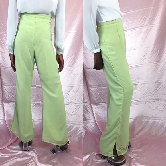 Vintage high waisted wide leg Chiffon pants 60s - Picture 2 of 3