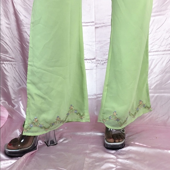 Vintage high waisted wide leg Chiffon pants 60s - Picture 3 of 3