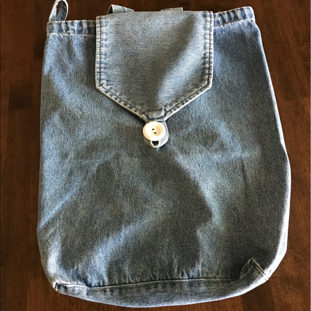 Handmade Jean Backpack W/ Single Button Closure