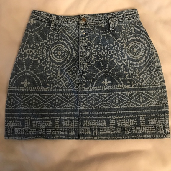 Free People Dresses & Skirts - Free People Patterned Denim Skirt