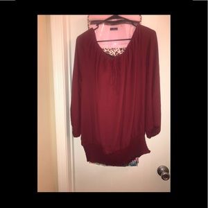 Maroon sheer shirt