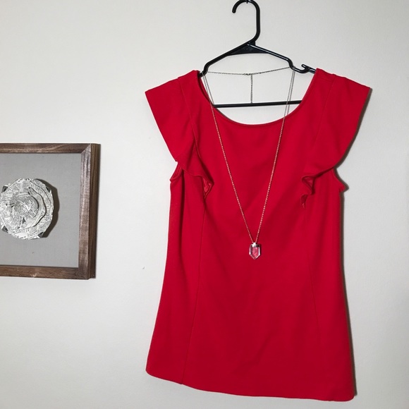 Express Candy Apple Red Boat Neck Top - Picture 1 of 3