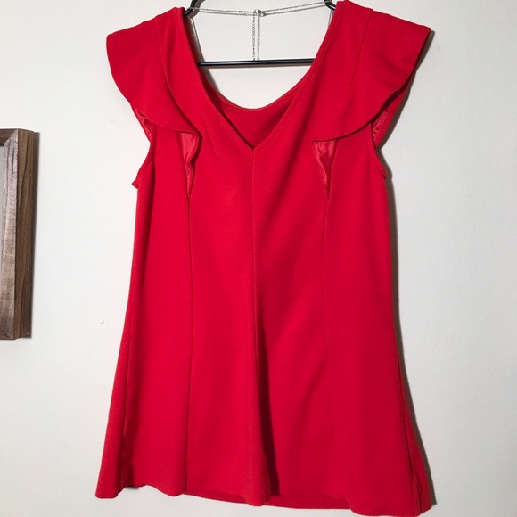 Express Candy Apple Red Boat Neck Top - Picture 2 of 3