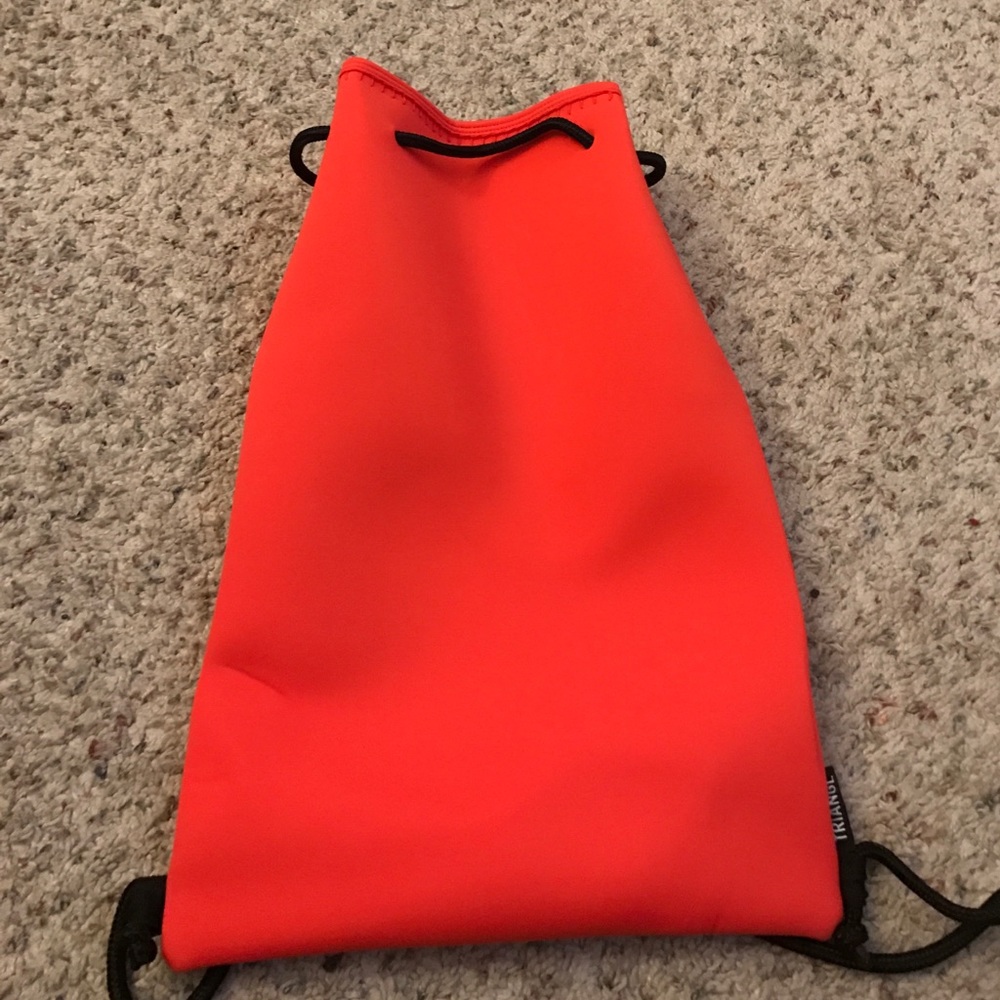 Hot pink Triangl neoprene drawstring backpack