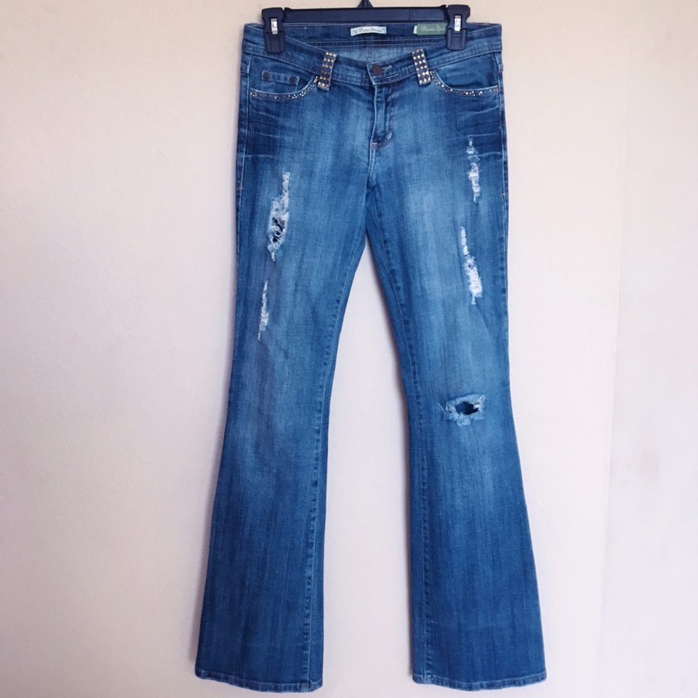 Cello Denim Dark Wash Distressed Jeans Size: 7