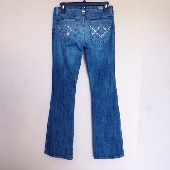 Cello Denim Dark Wash Distressed Jeans Size: 7 - Picture 3 of 4