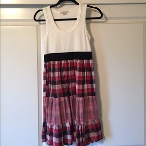 Sleeveless White and Plaid Dress