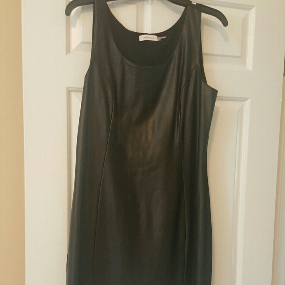 Black faux leather dress