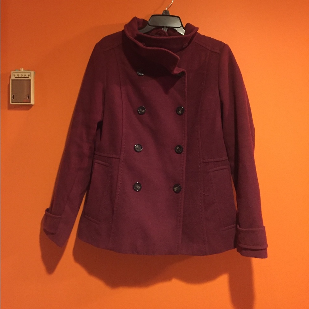 Burgundy pea coat