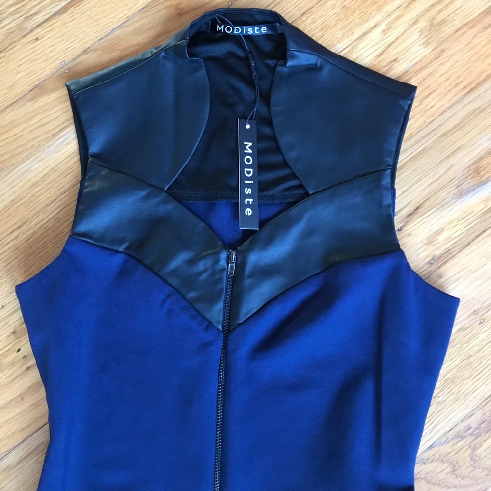 Modiste Faux Leather Trim Body-Con Dress - Picture 4 of 6