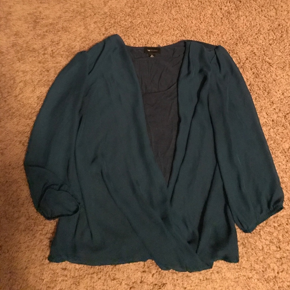 AB Studio mock layer wrap blouse