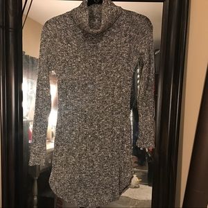 Grey knit turtleneck dress