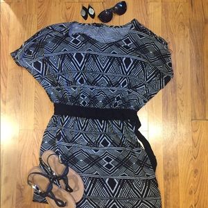 Aztec print black and gray dress