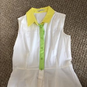 Tahari yellow and white top
