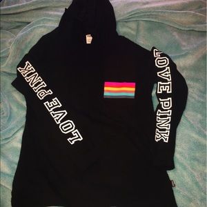 Pink campus hooded long sleeve