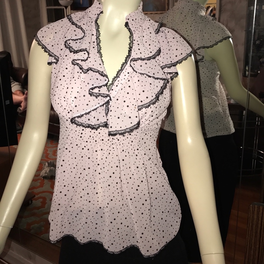 Gianfranco Ferre chiffon polka dot pink blouse 42
