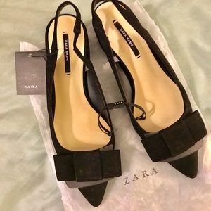 Zara 2017 Faux suede sling back with Bow 👠🎀