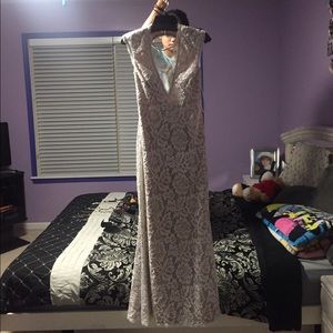 Long forma white lace dress