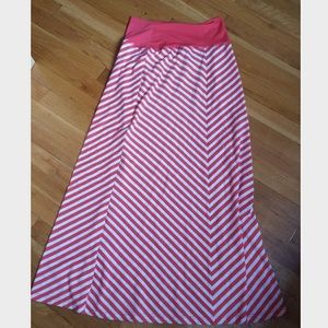 Coral Chevron Maxi Skirt