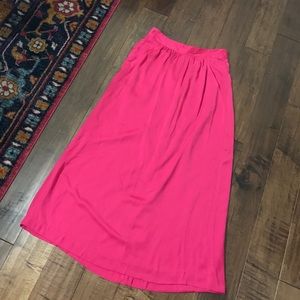 Hot pink pleated maxi skirt 0