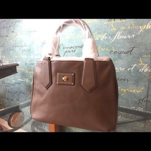 Marc Jacobs Puma Taupe Leather Satchel Bag New