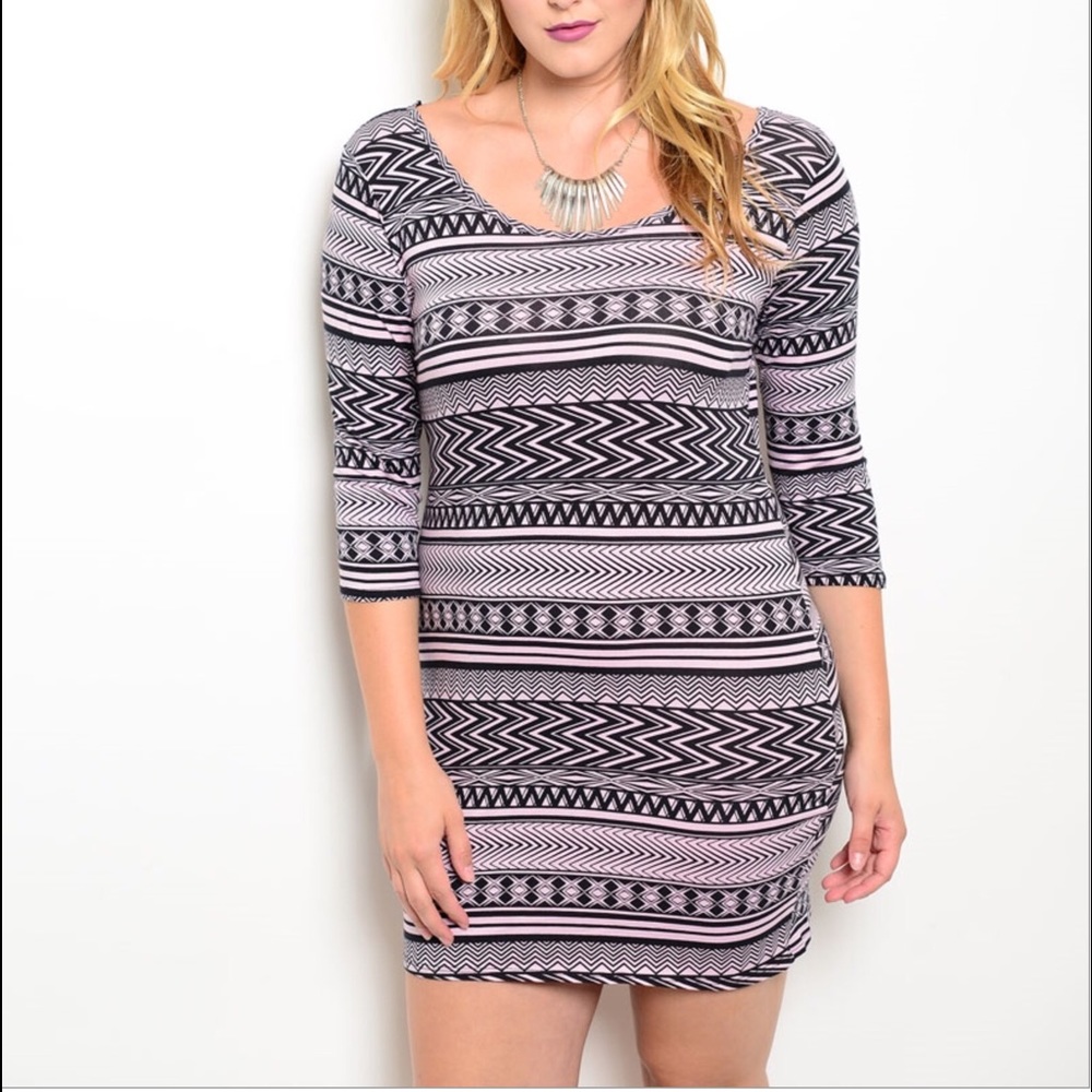 NEW Mini Dress Tribal Geo Design Size XL - Picture 3 of 6