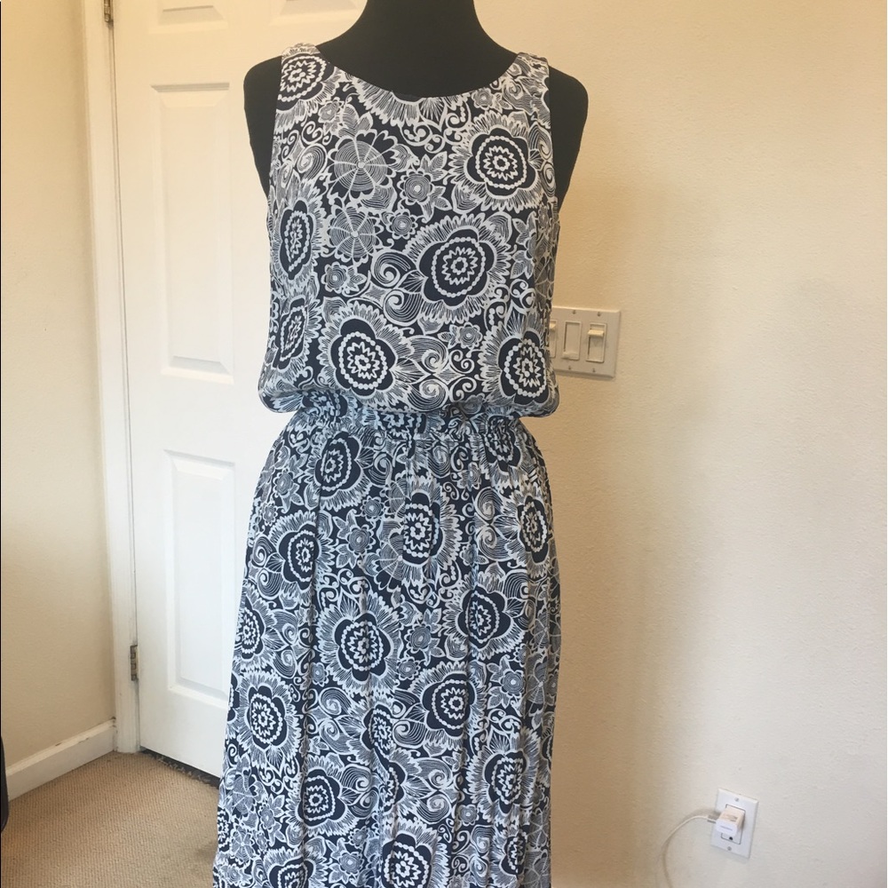 CAbi Blue Floral Twirl Dress