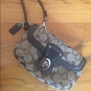 Brown Coach Turnlock Wristlet