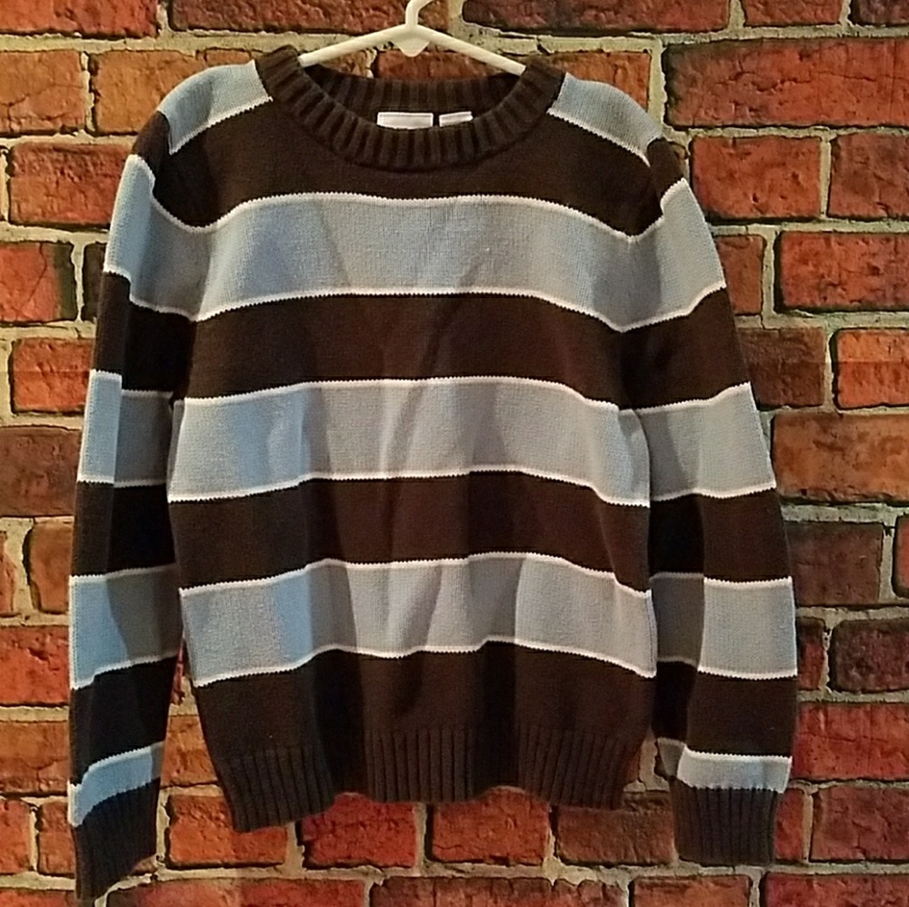 Sonoma boys brown and blue striped sweater